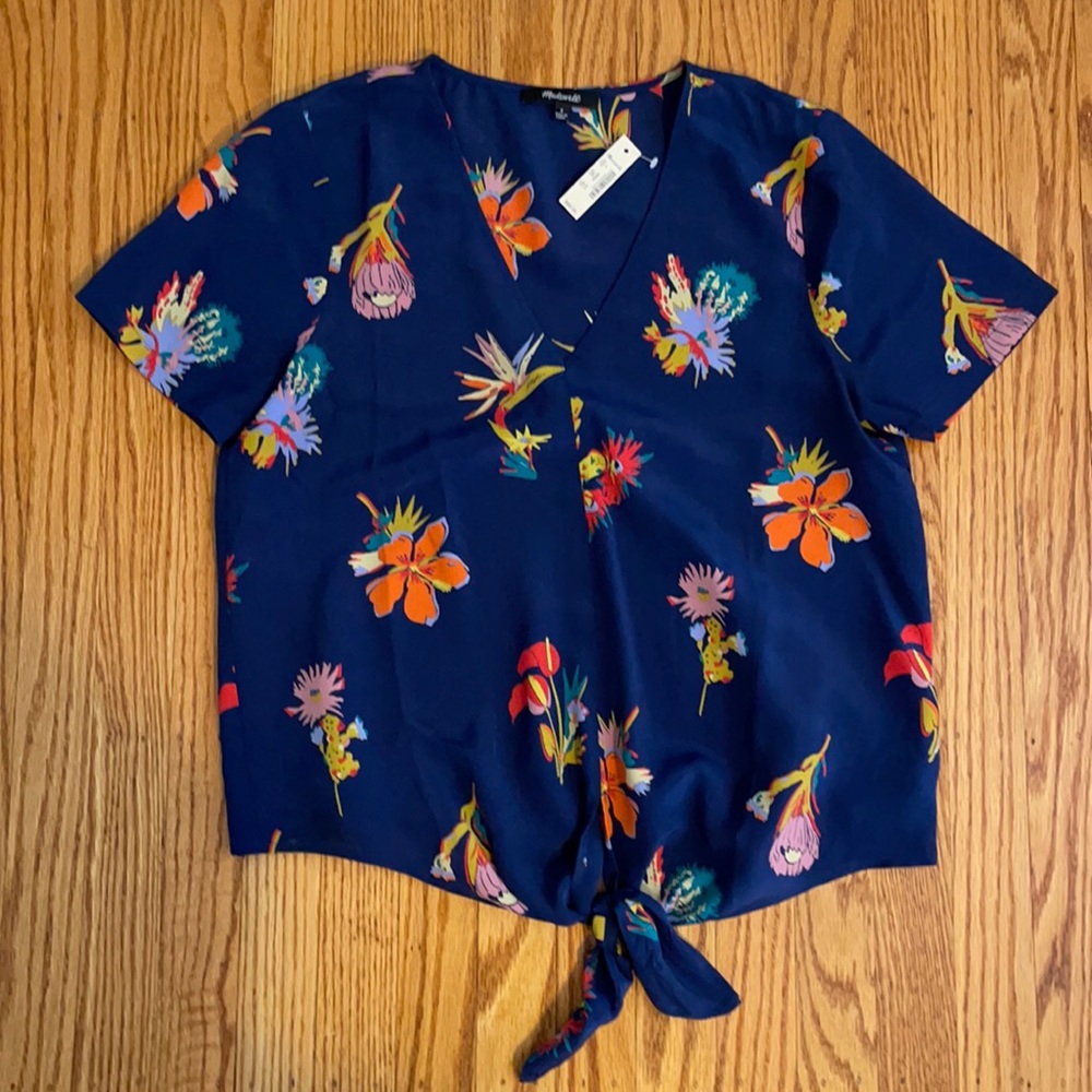 Madewell Navy Silk Top